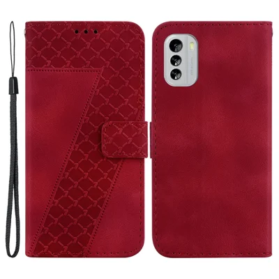 Étui anti-chute en cuir pour Nokia G60 5G, avec motif en forme de 7 imprimé, support portefeuille - Rouge