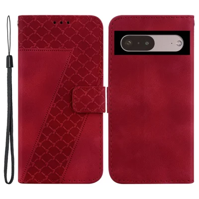 PU Leather Shell for Google Pixel 7 5G , Phone Case Stand Imprinted Pattern Wallet Cover - Red