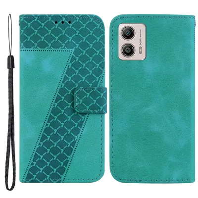 For Motorola Moto G13 4G / G23 4G / G53 5G Leather Imprinted Wallet Phone Case Anti-drop Stand Cover - Green
