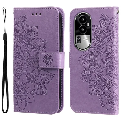 For Oppo Reno10 Pro 5G (Global) / Reno10 5G (Global) Case Floral Pattern PU Leather Wallet Stand Phone Cover - Purple