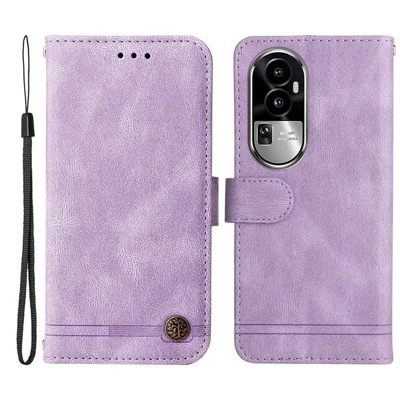For Oppo Reno10 Pro 5G (Global) / Reno10 5G (Global) Leather Wallet Cases Skin Touch Phone Cover Stand with Strap - Purple
