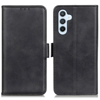 Für Samsung Galaxy F34 5G / M34 5G Brieftaschen-Handyhülle aus PU-Leder mit Rindsleder-Optik mit Ständer - Schwarz