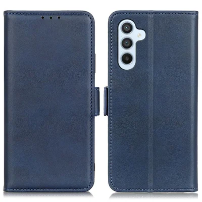 Cover portafoglio per Samsung Galaxy F34 5G / M34 5G, custodia in ecopelle con texture da pelle bovina e supporto - Blu