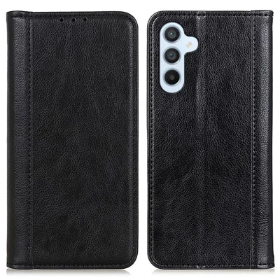 Für Samsung Galaxy F34 5G / M34 5G Spaltleder-Handygeldbörse mit Lederstruktur Stand-Handyhülle - Schwarz
