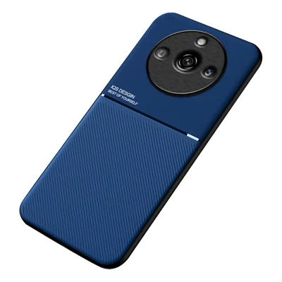 Anti-slip Phone Case for Realme 11 Pro 5G / 11 Pro+ 5G , PU Leather+TPU Lines Imprinted Shockproof Cover - Blue