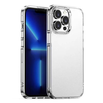 For iPhone 15 Pro Max Anti-drop PC+TPU Hybrid Protective Case Translucent Matte Phone Cover - Transparent