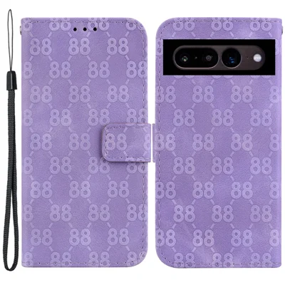 For Google Pixel 7 Pro 5G Wallet Function Mobile Phone Double 8-Shape Imprint Stand Shell Leather Case - Purple