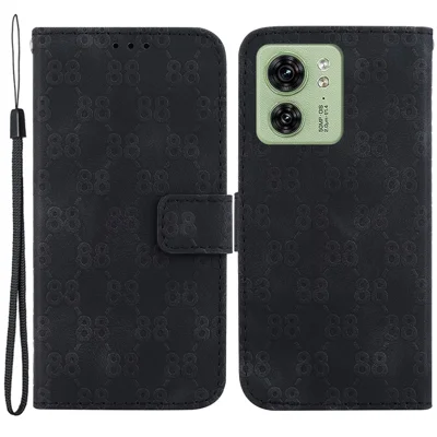 Leather Case for Motorola Edge 40 5G , Stand Feature Double 8-Shape Imprint Phone Wallet Shell - Black