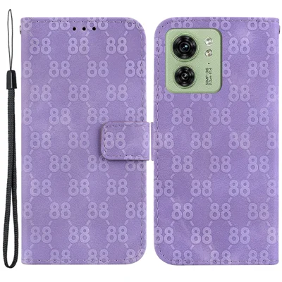 Leather Case for Motorola Edge 40 5G , Stand Feature Double 8-Shape Imprint Phone Wallet Shell - Purple