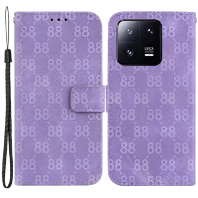 Double 8-Shape Imprint Cover for Xiaomi 13 Pro 5G Flip Stand Leather Wallet Phone Case - Purple