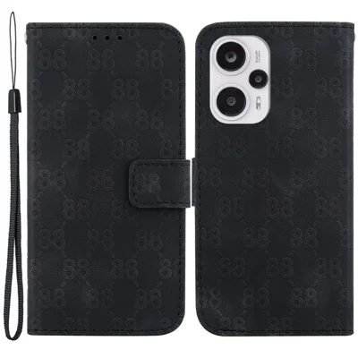 For Xiaomi Poco F5 5G / Redmi Note 12 Turbo Leather Wallet Stand Cover Double 8-Shape Imprint Phone Case - Black