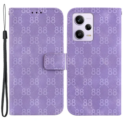 For Xiaomi Poco X5 Pro 5G / Redmi Note 12 Pro Speed 5G / Note 12 Pro 5G Double 8-Shape Imprint Wallet Cover Leather Stand Phone Case - Purple