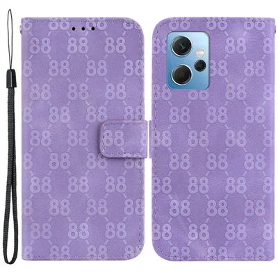 For Xiaomi Redmi Note 12 4G Shockproof Case Double 8-Shape Imprinted PU Leather Wallet Phone Cover - Purple