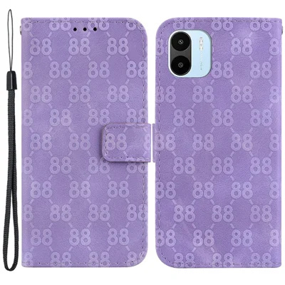 For Xiaomi Redmi A1 4G / A2 4G Anti-Drop Wallet Phone Case Double 8-Shape Imprinted PU Leather Flip Cover - Purple