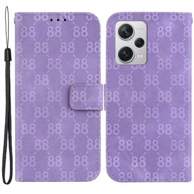 Anti-Scratch Phone Case for Xiaomi Redmi Note 12 Pro+ 5G Double 8-Shape Imprinted PU Leather Wallet Phone Cover - Purple