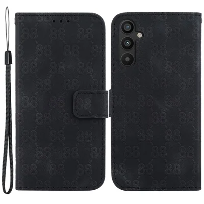 Leather Cover for Samsung Galaxy A54 5G , Double 8-Shape Imprint Flip Stand Wallet Phone Case - Black