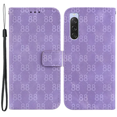 For Sony Xperia 10 V Magnetic Folio PU Leather Case 8-Shape Imprinted Stand Wallet Phone Cover - Purple