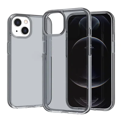 For iPhone 15 Shockproof PC + TPU Phone Shell Anti-Fingerprint Cover Cell Phone Case - Transparent Black