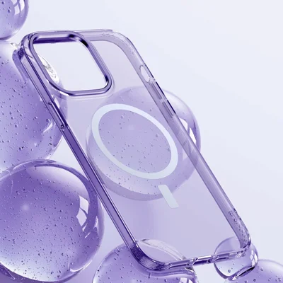 Translucent Slim Phone Case for iPhone 14 Pro Max Anti-Fingerprint TPU+PC Cover Compatible with MagSafe - Purple