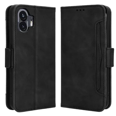 Чехол-кошелек из искусственной кожи для Nothing Phone (2) с защитой от ударов, с подставкой для мобильного телефона и несколькими отсеками для карт - черный
