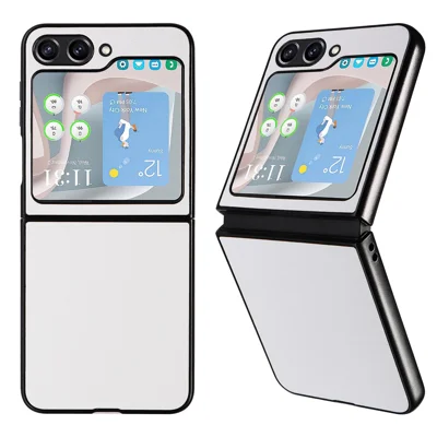 For Samsung Galaxy Z Flip5 5G Shockproof Phone Case Texture PU Leather+PC Slim Cover - White