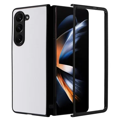 For Samsung Galaxy Z Fold5 5G Textured PU Leather+PC Phone Case Folding Back Cover - White
