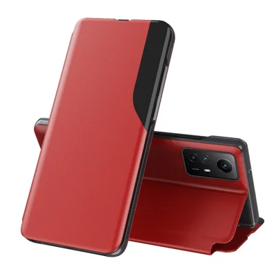 For Xiaomi Redmi Note 12S 4G Phone Case Folio Flip PU Leather Stand Cover - Red