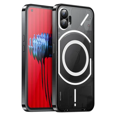Магнитный защитный чехол для телефона Magic Shield Series для Nothing Phone (2) совместимый с MagSafe, защитная металлическая рамка с крышкой для объектива - черный