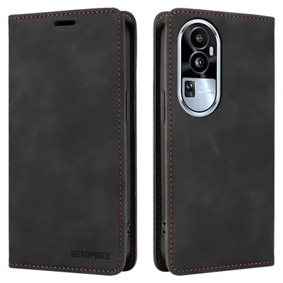 BETOPNICE 003 For Oppo Reno10 Pro 5G (Global) / Reno10 5G (Global) PU Leather Wallet Shell RFID Blocking Stand Phone Case - Black