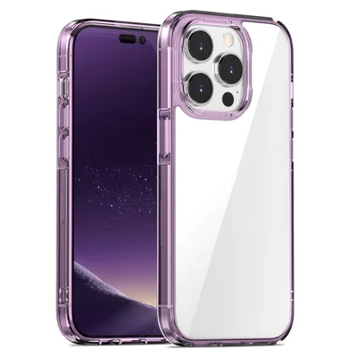 Série Aurora pour iPhone 15 Pro Max Coque de téléphone mobile transparente en PC + TPU anti-rayures - Violet transparent