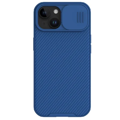NILLKIN CamShield Pro Series pour iPhone 15 Plus Étui de téléphone anti-rayures Slide Camera Shield PC+TPU Cover - Bleu