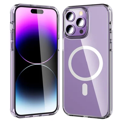 AHASTYLE PC06 For iPhone 14 Pro Max Dustproof Phone Case Compatible with MagSafe HD Clear PC + TPU Cover