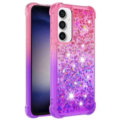 For Samsung Galaxy S23 FE TPU Case Gradient Quicksand Phone Back Cover - Pink+Purple