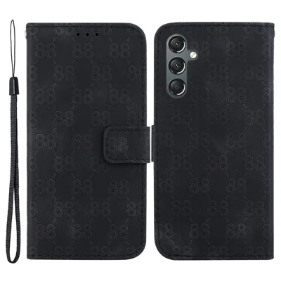 For Samsung Galaxy A25 5G (Global) (161.0 x 76.5 x 8.3mm) Leather Wallet Stand Case Double 8-Shape Imprint Phone Cover - Black
