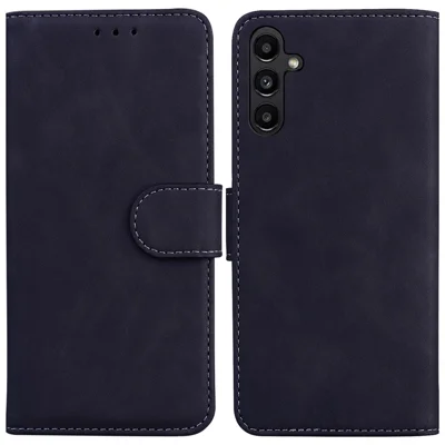 Phone Case for Samsung Galaxy A25 5G (Global) (161.0 x 76.5 x 8.3mm) Solid Color PU Leather Wallet Cell Phone Protective Cover with Stand - Black