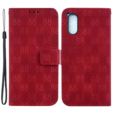 PU Leather Wallet Phone Case for Sony Xperia 5 V , Double 8-Shape Imprint Stand Cover - Red