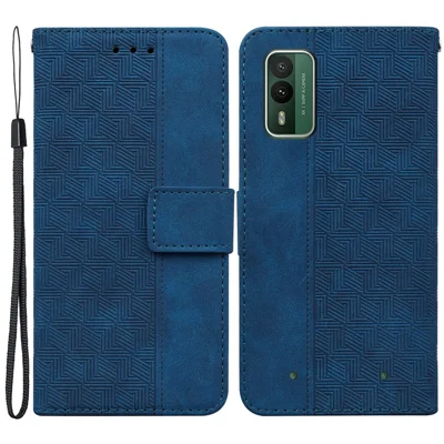 For Nokia XR21 Geometrisk Imprimeret Foldbar Stand Skærm PU Læder Wallet Telefonbeskyttelse - Blå