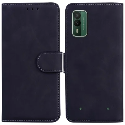Capa de Couro PU para Nokia XR21, Capa Carteira com Suporte Cor Sólida Folio Flip Phone - Preto