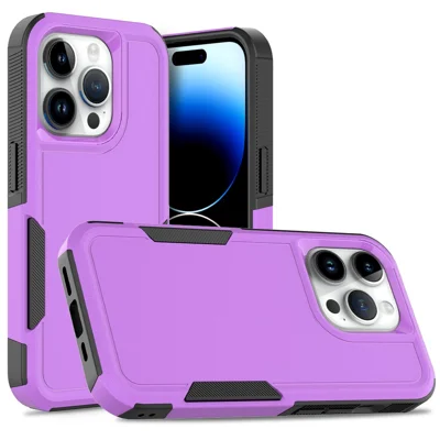 For iPhone 15 Pro Anti-skrab telefonbeskyttelse PC+TPU stødfast bagside - Lilla