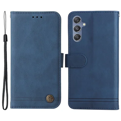 For Samsung Galaxy F34 5G / M34 5G Leather Wallet Cases Skin Touch Phone Cover Stand with Strap - Blue