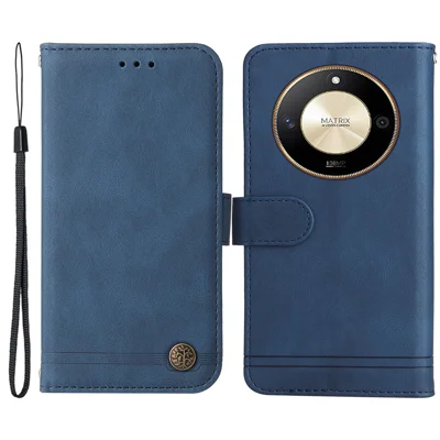 For Honor X50 5G / X9b 5G / Magic6 Lite 5G / X50 GT 5G Leather Wallet Cases Skin Touch Phone Cover Stand with Strap - Blue