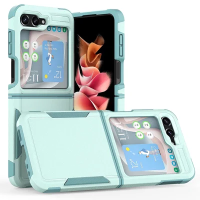 For Samsung Galaxy Z Flip5 5G Dual Layer Protection PC+TPU Cover Anti-Fall Phone Case - Mint Green