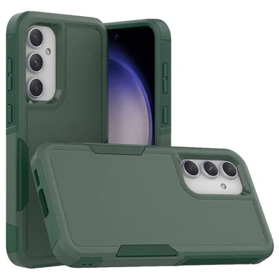 PC+TPU Phone Case for Samsung Galaxy S23 FE Protective Cover Anti-Scratch Phone Case - Dark Green