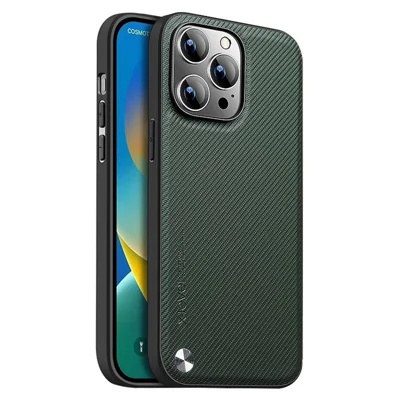 X-LEVEL Aramid Fiber II Series Shockproof Case for iPhone 15 Pro Carbon Fiber Texture PU+TPU Anti-Fall Phone Cover - Green