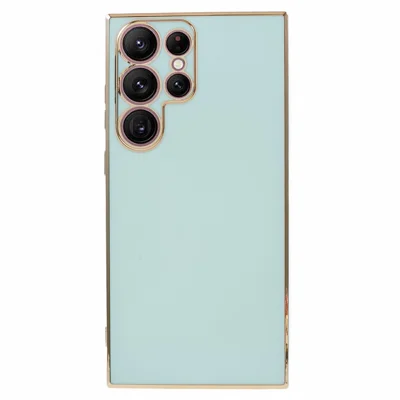 For Samsung Galaxy S23 Ultra Glossy Phone Case 6D Electroplated Edges Soft TPU Cover - Cyan
