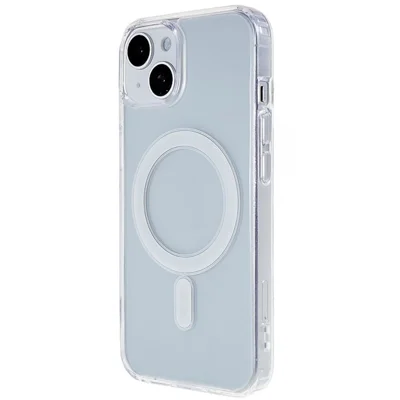 Capa Magnética Transparente para iPhone 15 Plus, Compatível com MagSafe, Capa Protetora de Acrílico + TPU à Prova de Quedas