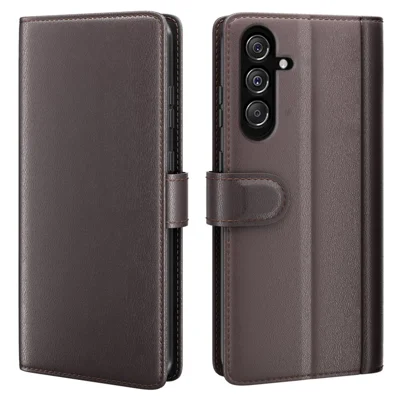 For Samsung Galaxy F34 5G / M34 5G Case Genuine Split Leather Phone Cover with Wallet Stand - Brown