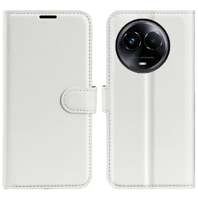 For Realme 11x 5G / 11 5G (Global) Wallet Litchi Texture Cell Phone Case Anti-Scratch Stand PU Leather Protective Cover - White