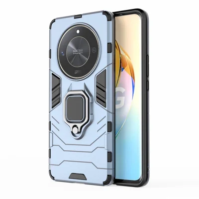 Armor TPU+PC Cover for Honor X50 , Rotation Ring Grip Kickstand Phone Case - Blue