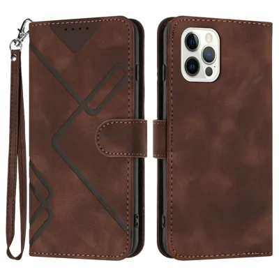 YX0040 Für iPhone 15 Pro Geprägter Lederhülle Stoßfest Ständer Brieftasche Handyhülle - Braun